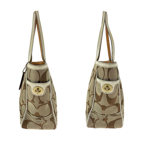 COACH Tote Bag 7874 canvas beige Signature Embossing