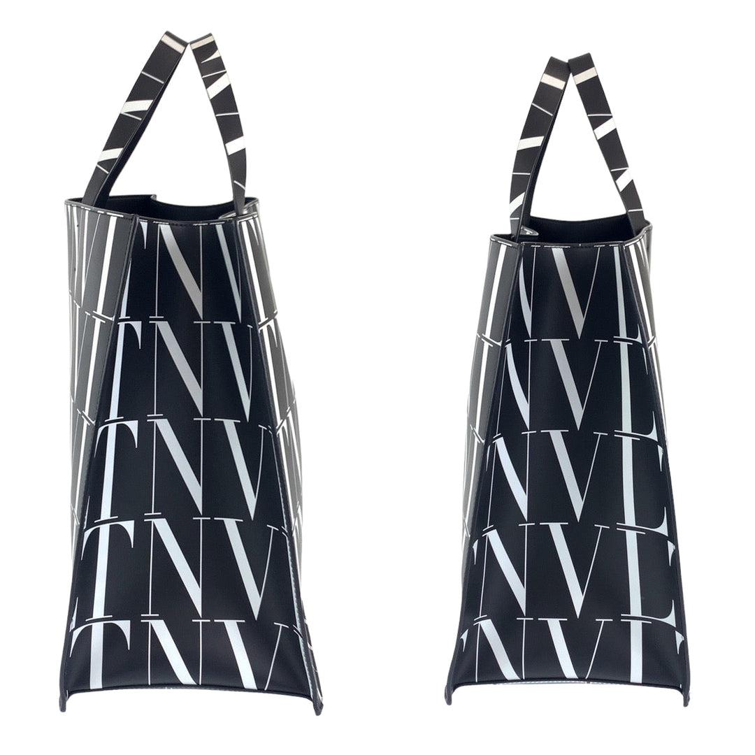 VALENTINO Tote Bag WY2B0963 Calfskin black black white Tote Bag Handbag A4 compatible VLTN Women Used Authentic