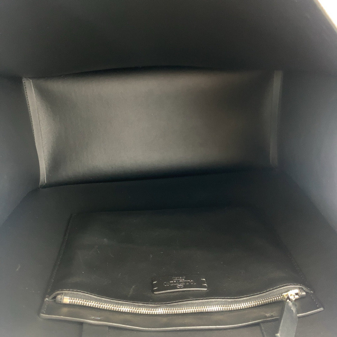 VALENTINO Tote Bag WY2B0963 Calfskin black black white Tote Bag Handbag A4 compatible VLTN Women Used Authentic