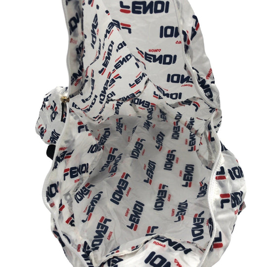 FENDI Backpack Nylon white Foldable Backpack Eco Bag Unisex FILA collaboration With porch Women Used Authentic