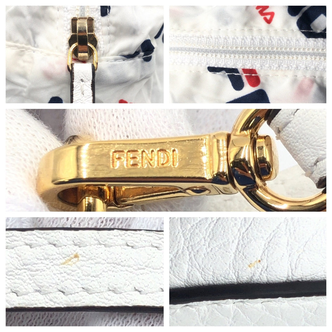 FENDI Backpack Nylon white Foldable Backpack Eco Bag Unisex FILA collaboration With porch Women Used Authentic
