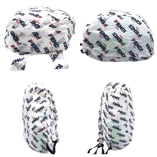 FENDI Backpack Nylon white Foldable Backpack Eco Bag Unisex FILA collaboration With porch Women Used Authentic