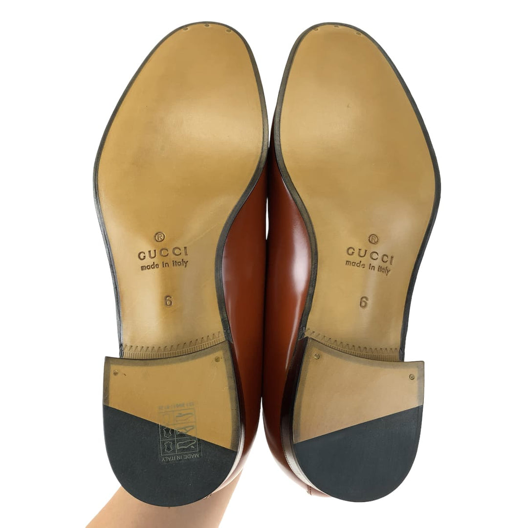 GUCCI loafers 714681 leather Brown brown Loafers Leather Shoes Dress Shoes Tassel mens 6 Used Authentic