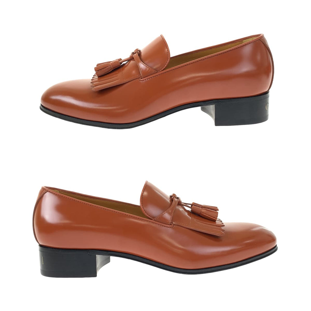 GUCCI loafers 714681 leather Brown brown Loafers Leather Shoes Dress Shoes Tassel mens 6 Used Authentic