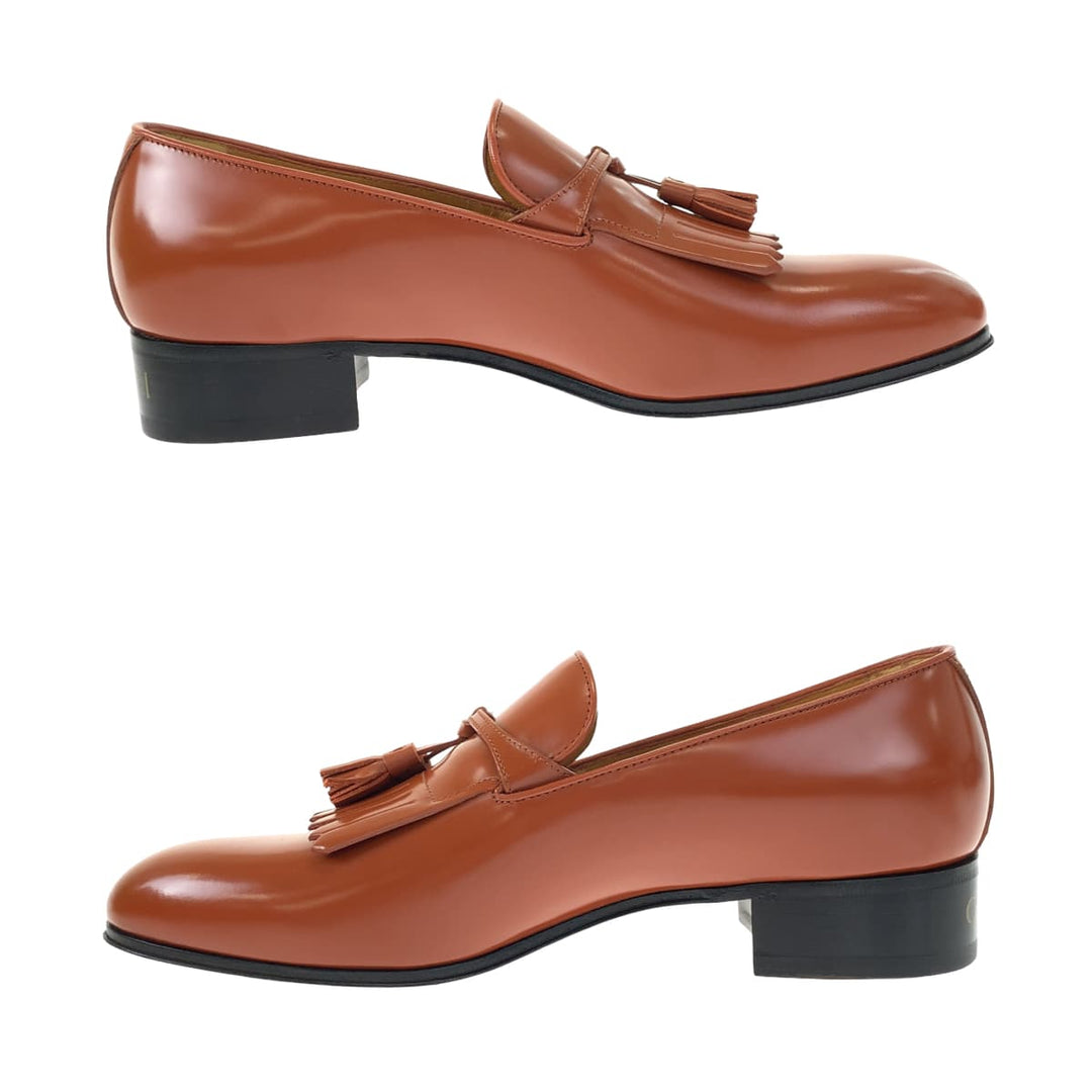 GUCCI loafers 714681 leather Brown brown Loafers Leather Shoes Dress Shoes Tassel mens 6 Used Authentic