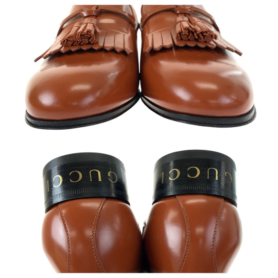 GUCCI loafers 714681 leather Brown brown Loafers Leather Shoes Dress Shoes Tassel mens 6 Used Authentic
