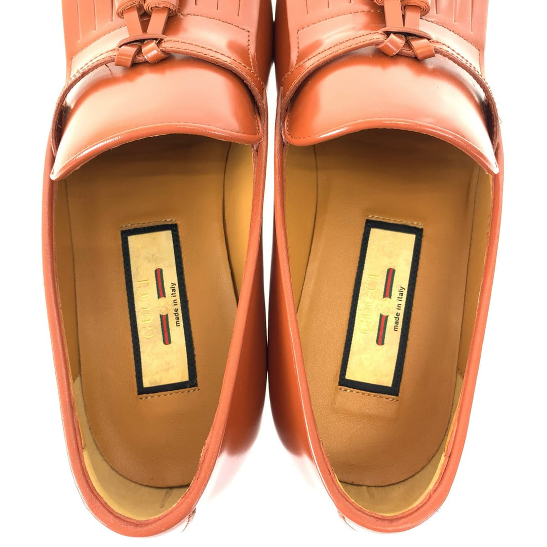 GUCCI loafers 714681 leather Brown brown Loafers Leather Shoes Dress Shoes Tassel mens 6 Used Authentic