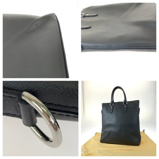 LOUIS VUITTON Business bag M33433 Taiga Noir black black Tote Bag Business bag Taiga Anton Tote mens Used Authentic