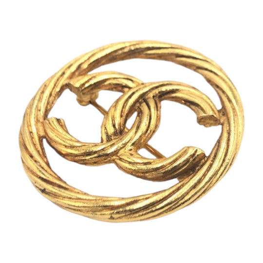CHANEL Brooch metal gold Brooch Accessories COCO Mark Circle Women Used Authentic
