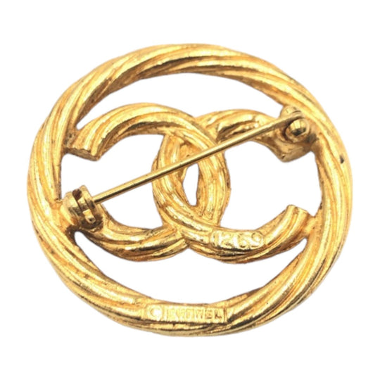CHANEL Brooch metal gold Brooch Accessories COCO Mark Circle Women Used Authentic
