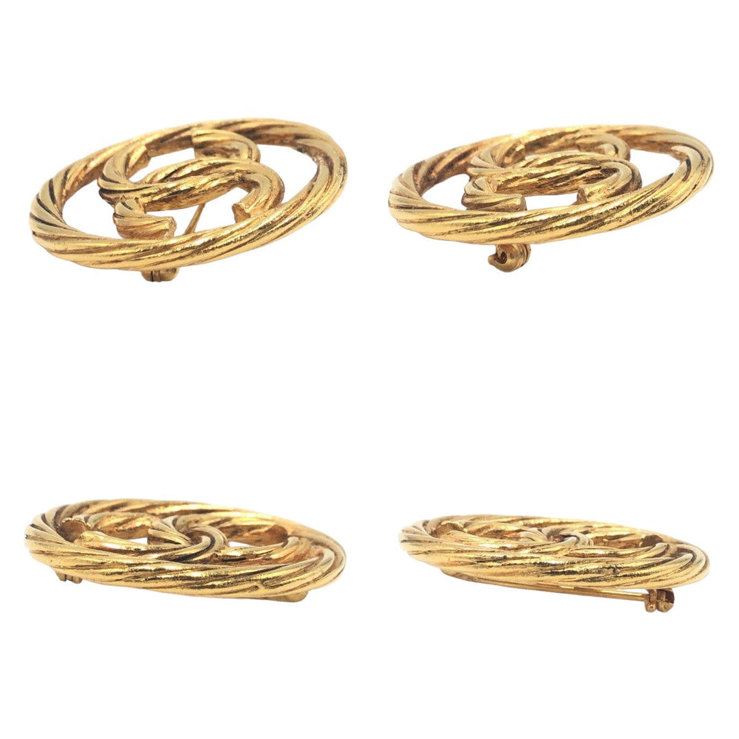 CHANEL Brooch metal gold Brooch Accessories COCO Mark Circle Women Used Authentic