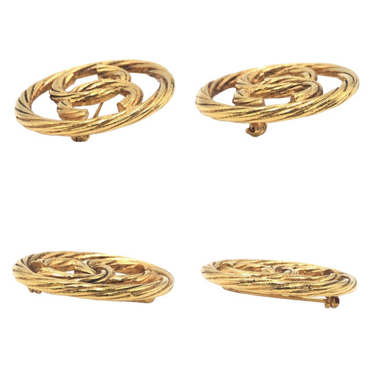 CHANEL Brooch metal gold Brooch Accessories COCO Mark Circle Women Used Authentic