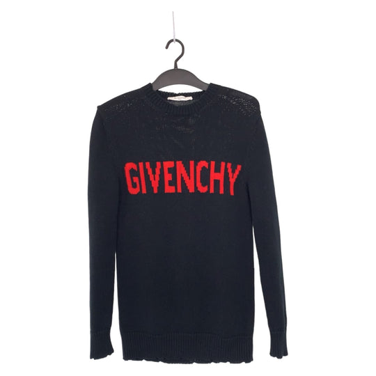 Givenchy knit knit Black black Knit sweater logo mens S Used Authentic