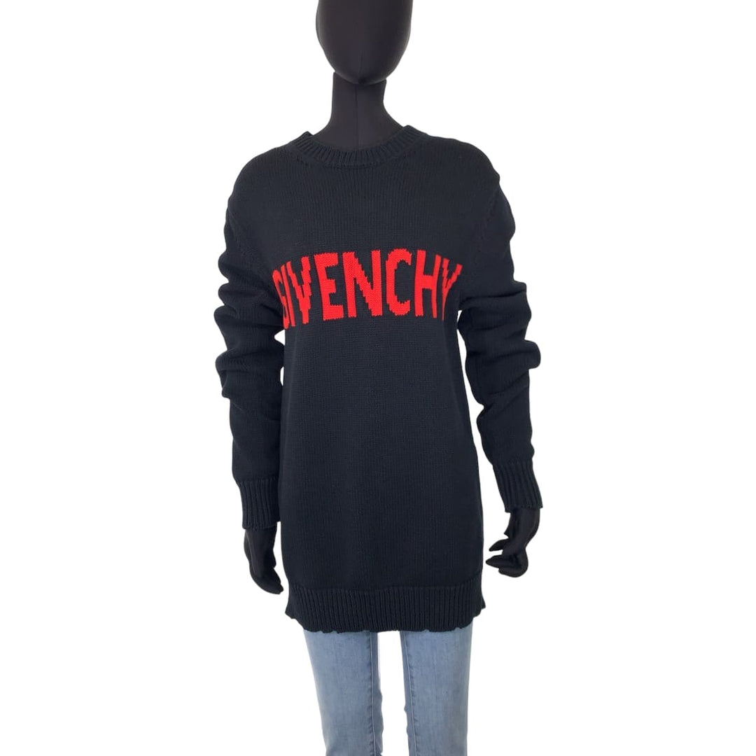 Givenchy knit knit Black black Knit sweater logo mens S Used Authentic