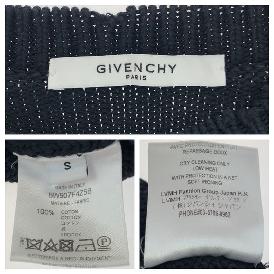 Givenchy knit knit Black black Knit sweater logo mens S Used Authentic