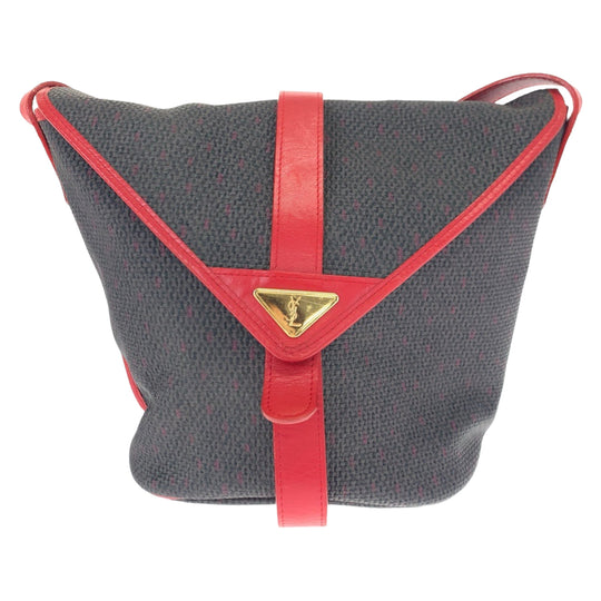 Yves Saint Laurent Shoulder Bag PVC, Leather Gray red Crossbody Shoulder Bag Pochette YSL Women Used Authentic