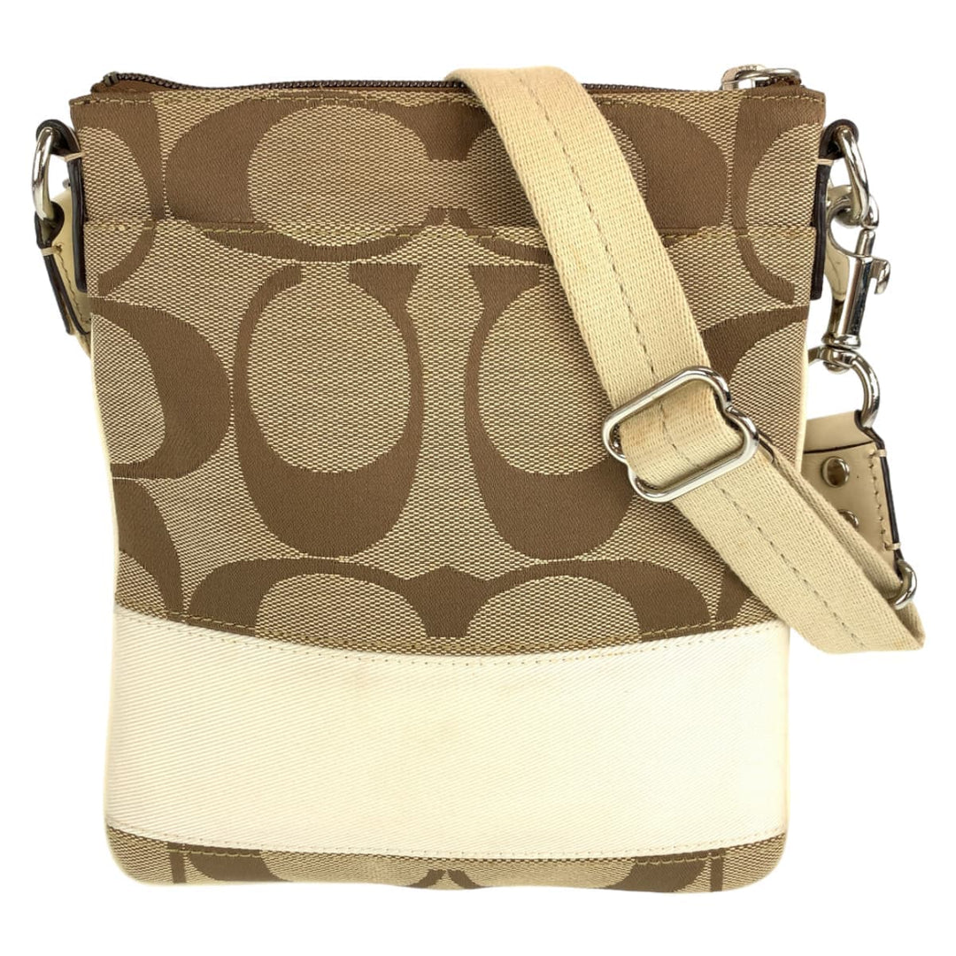 COACH Shoulder Bag canvas beige Signature