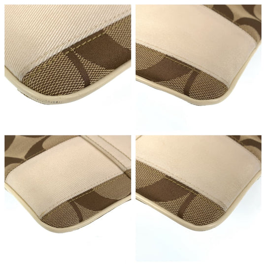 COACH Shoulder Bag canvas beige Signature