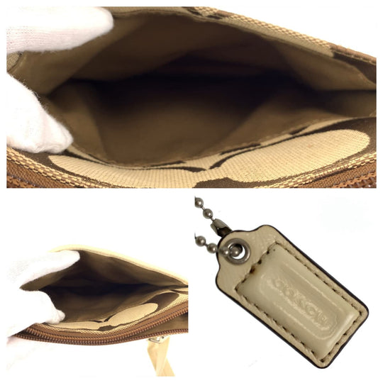 COACH Shoulder Bag canvas beige Signature