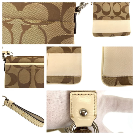 COACH Shoulder Bag canvas beige Signature