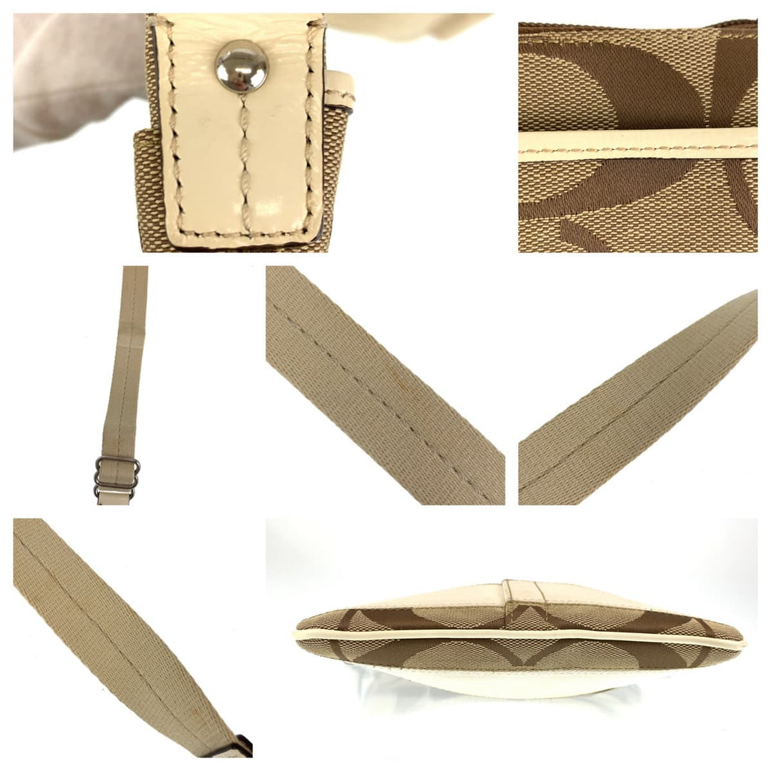 COACH Shoulder Bag canvas beige Signature