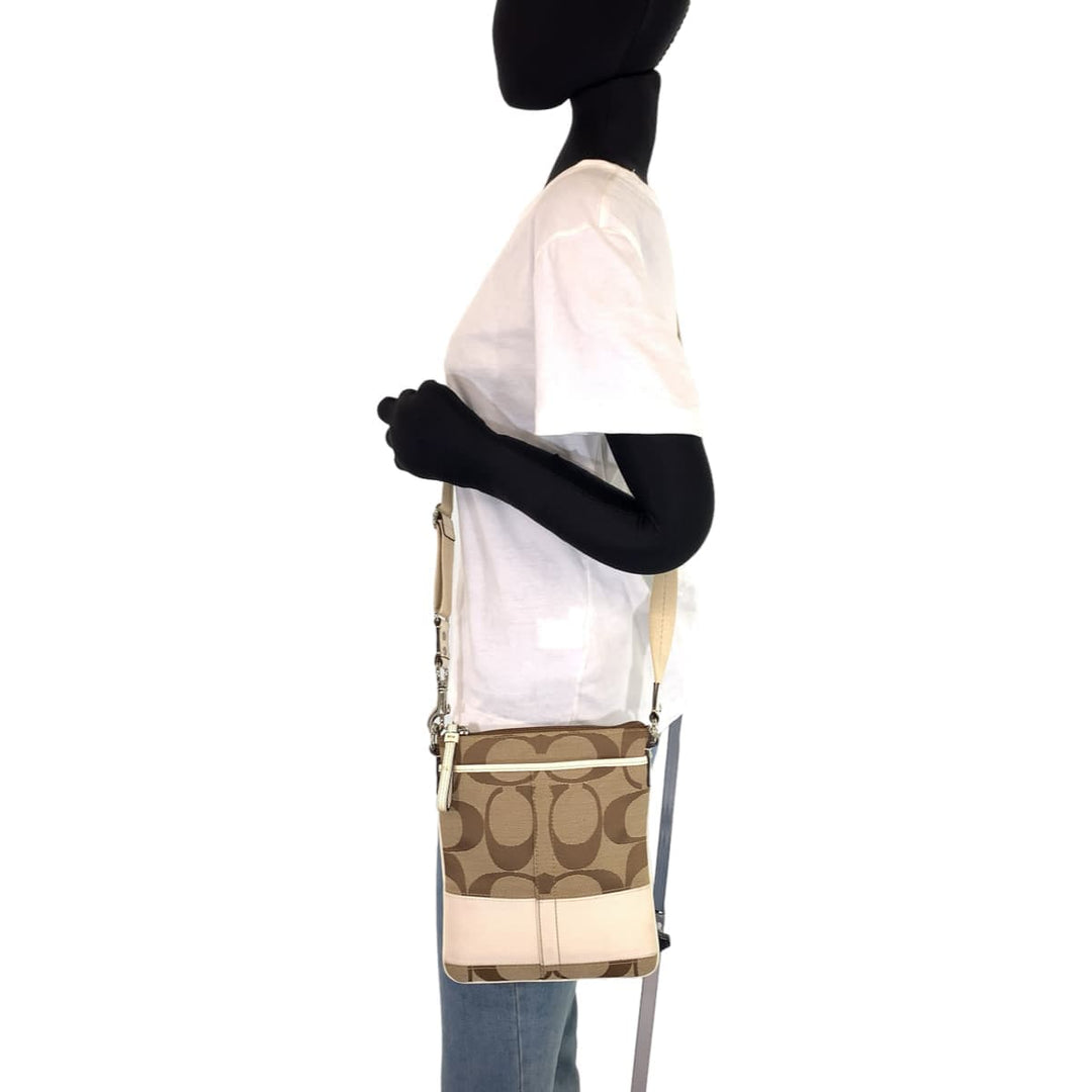 COACH Shoulder Bag canvas beige Signature