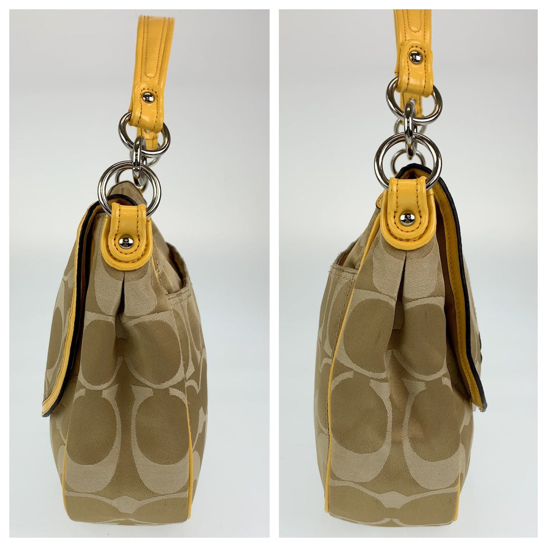 COACH Shoulder Bag canvas Brown Signature