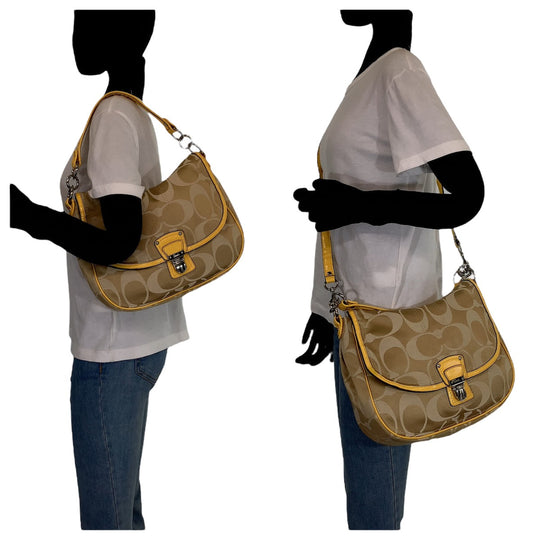 COACH Shoulder Bag canvas Brown Signature