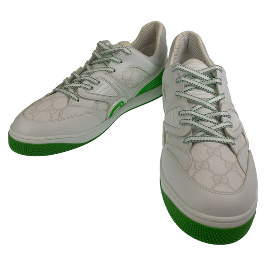 GUCCI sneakers 700290 leather White green Sneakers basketball shoes Basket GG pattern mens 11 Used Authentic