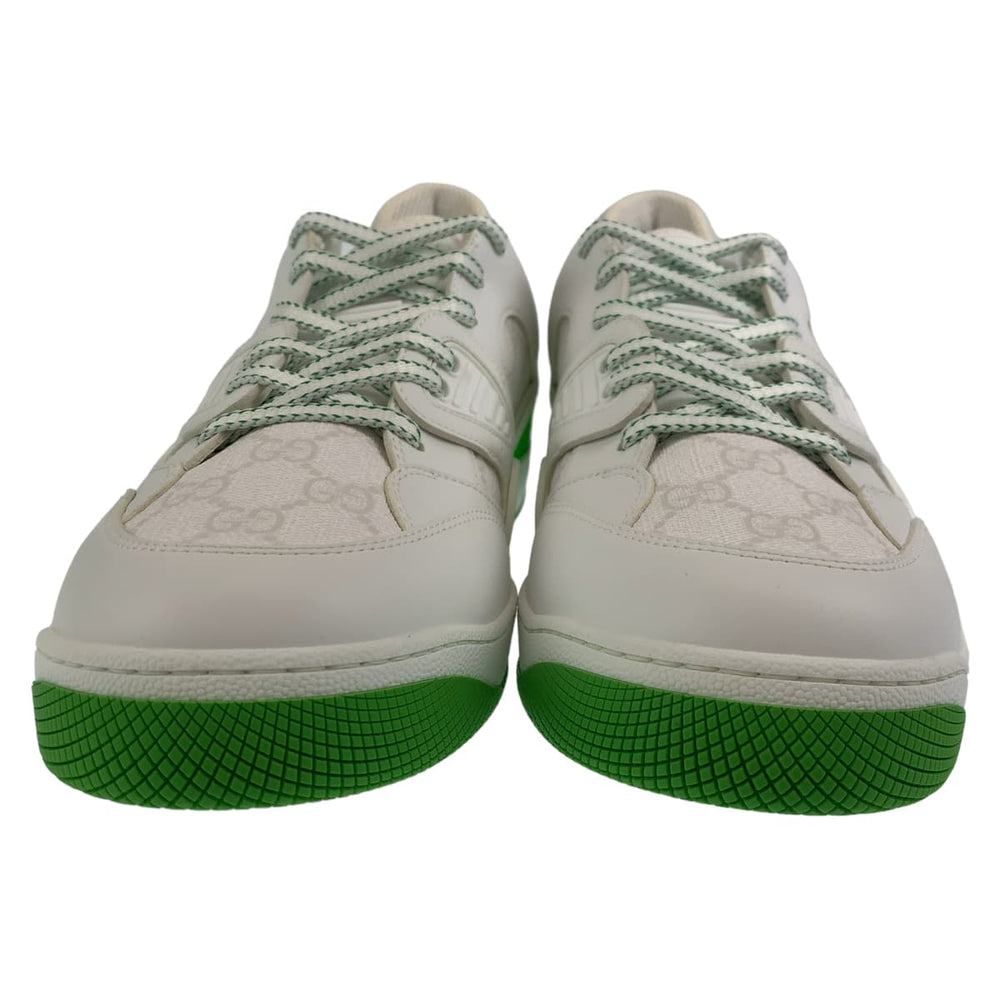 GUCCI sneakers 700290 leather White green Sneakers basketball shoes Basket GG pattern mens 11 Used Authentic