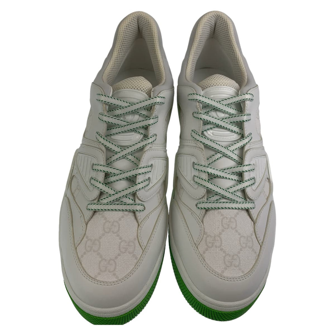 GUCCI sneakers 700290 leather White green Sneakers basketball shoes Basket GG pattern mens 11 Used Authentic