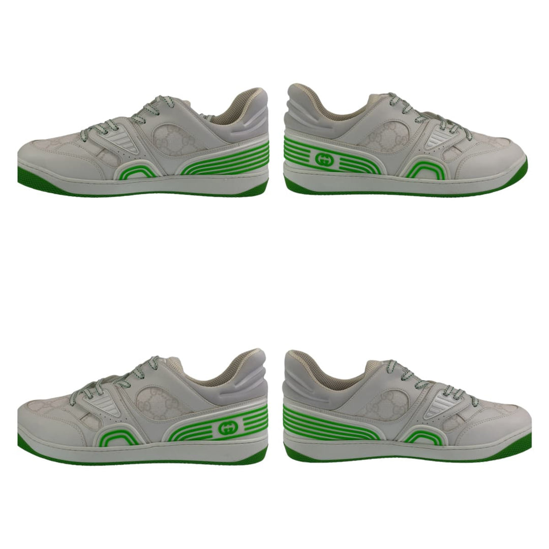 GUCCI sneakers 700290 leather White green Sneakers basketball shoes Basket GG pattern mens 11 Used Authentic