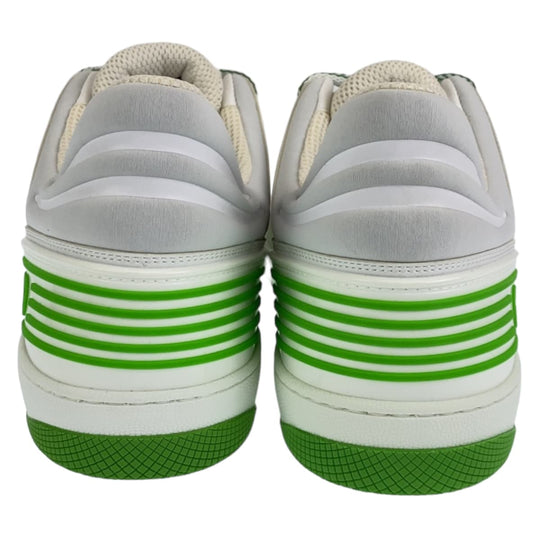 GUCCI sneakers GG canvas, leather White green Basket Low Cut Lace Up basket mens 11.5 Used Authentic