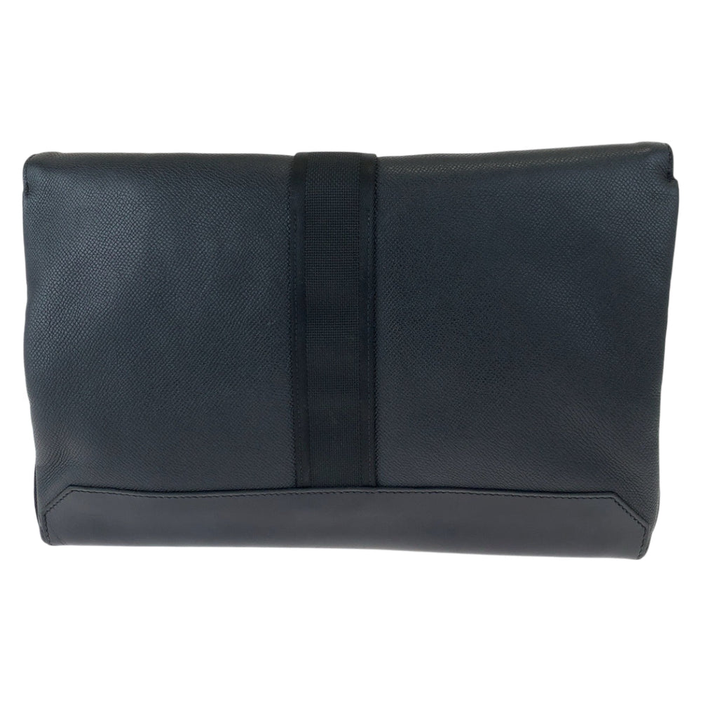 HERMES Clutch bag leather Black SilverMetal Clutch bag business bag City slide mens Used Authentic