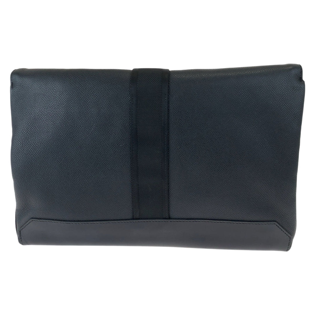 HERMES Clutch bag leather Black SilverMetal Clutch bag business bag City slide mens Used Authentic