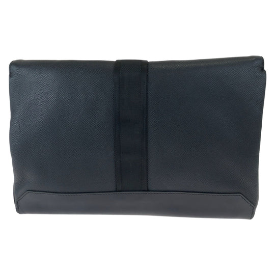 HERMES Clutch bag leather Black SilverMetal Clutch bag business bag City slide mens Used Authentic