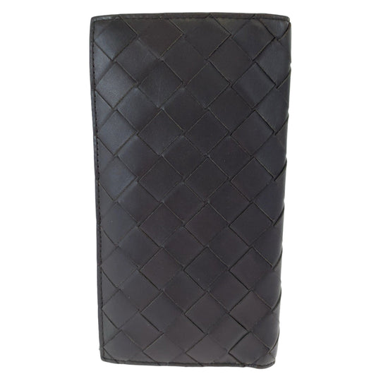 BOTTEGAVENETA Long Wallet Purse PO2255077B Calfskin Brown Long Wallet Purse MAXI INTRECCIATO mens Used Authentic