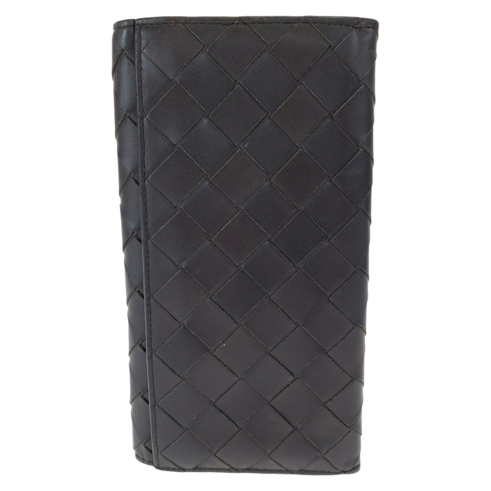 BOTTEGAVENETA Long Wallet Purse PO2255077B Calfskin Brown Long Wallet Purse MAXI INTRECCIATO mens Used Authentic