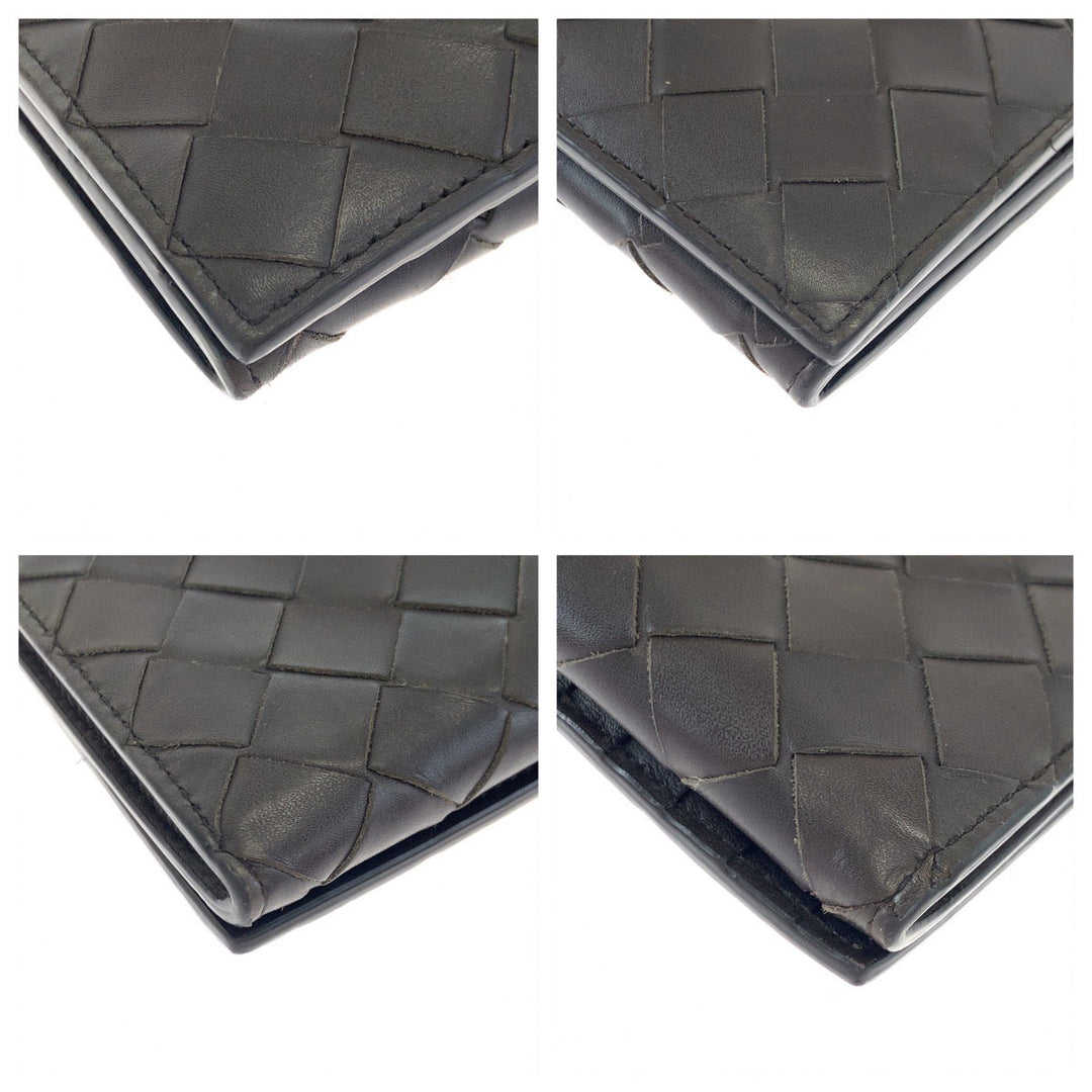 BOTTEGAVENETA Long Wallet Purse PO2255077B Calfskin Brown Long Wallet Purse MAXI INTRECCIATO mens Used Authentic