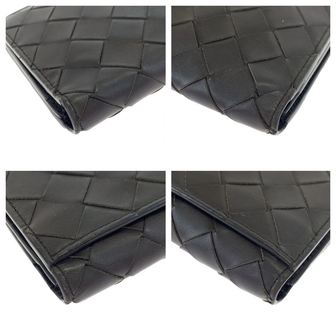BOTTEGAVENETA Long Wallet Purse PO2255077B Calfskin Brown Long Wallet Purse MAXI INTRECCIATO mens Used Authentic