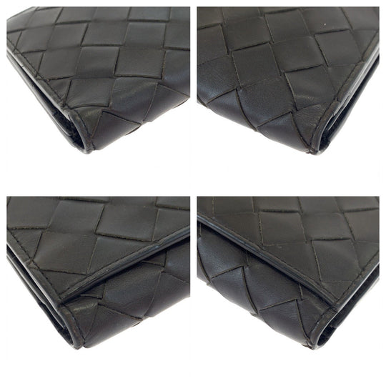BOTTEGAVENETA Long Wallet Purse PO2255077B Calfskin Brown Long Wallet Purse MAXI INTRECCIATO mens Used Authentic