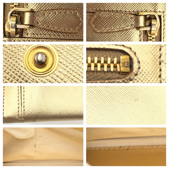 PRADA Long Wallet Purse Y01724 leather gold Long Wallet Purse Safiano Women Used Authentic