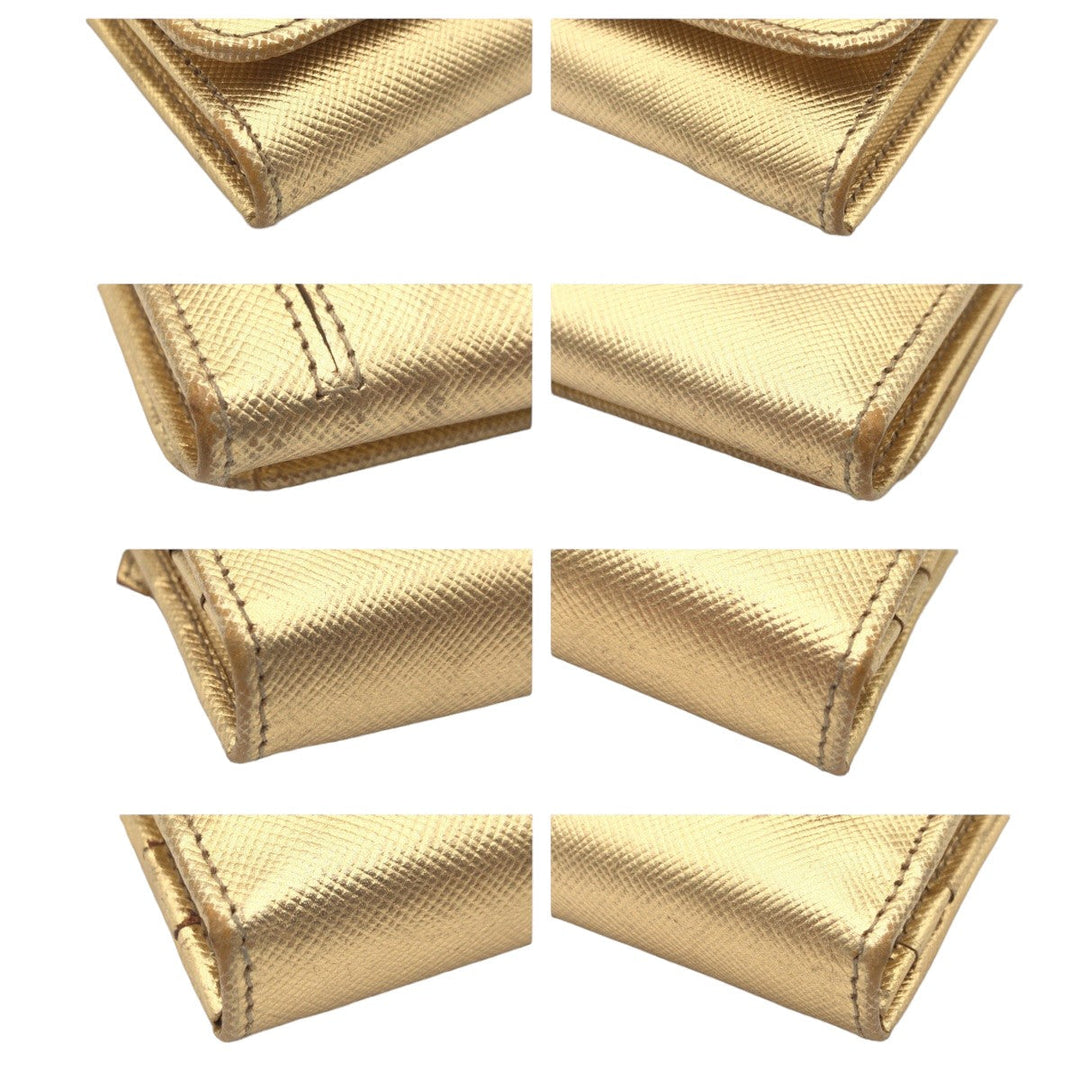 PRADA Long Wallet Purse Y01724 leather gold Long Wallet Purse Safiano Women Used Authentic