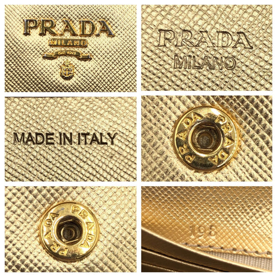 PRADA Long Wallet Purse Y01724 leather gold Long Wallet Purse Safiano Women Used Authentic