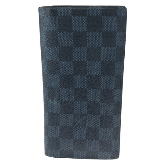 LOUIS VUITTON Long Wallet Purse M63212 PVC black black gray gray Long Wallet Purse Damier Cobalt Portefeuille Plaza mens Used Authentic