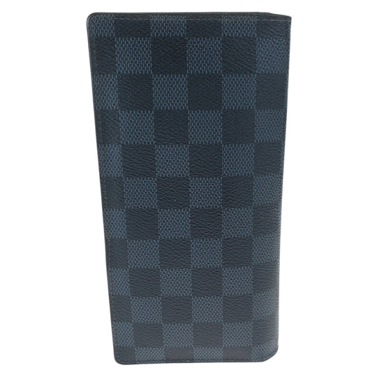 LOUIS VUITTON Long Wallet Purse M63212 PVC black black gray gray Long Wallet Purse Damier Cobalt Portefeuille Plaza mens Used Authentic