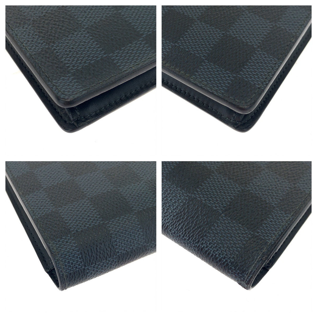 LOUIS VUITTON Long Wallet Purse M63212 PVC black black gray gray Long Wallet Purse Damier Cobalt Portefeuille Plaza mens Used Authentic