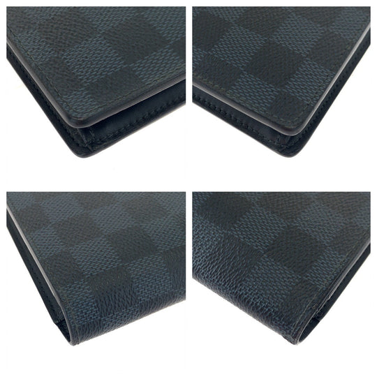 LOUIS VUITTON Long Wallet Purse M63212 PVC black black gray gray Long Wallet Purse Damier Cobalt Portefeuille Plaza mens Used Authentic