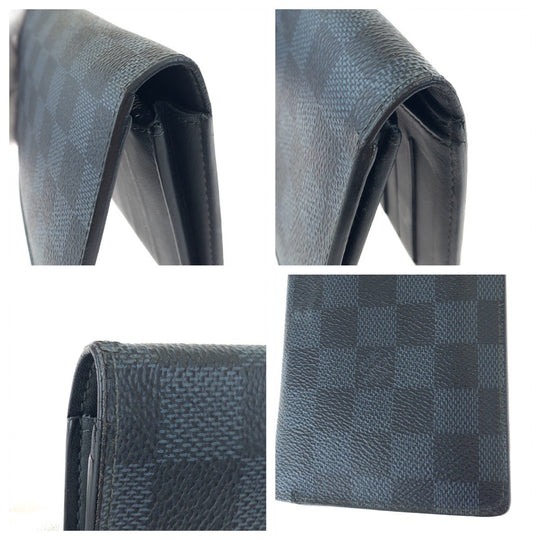 LOUIS VUITTON Long Wallet Purse M63212 PVC black black gray gray Long Wallet Purse Damier Cobalt Portefeuille Plaza mens Used Authentic