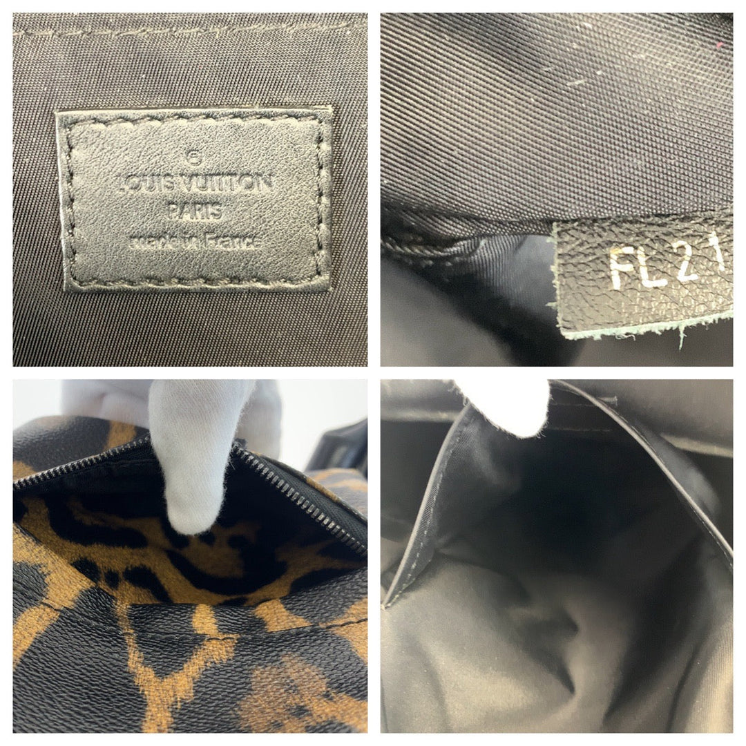 LOUIS VUITTON Backpack M52020 PVC Brown black Backpack Backpack Leopard Leopard Pattern Palm Springs PM Women Used Authentic